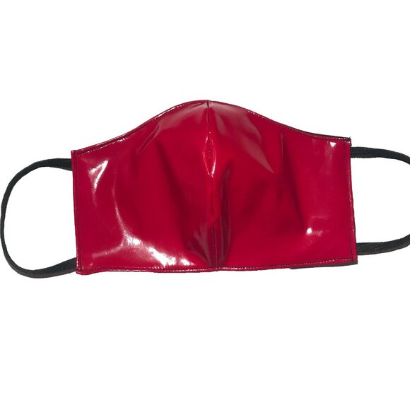Red PVC Wet Look Face Mask Shiny Latex Cyber Goth Vampire Halloween Costume Sexy - Picture 1 of 10